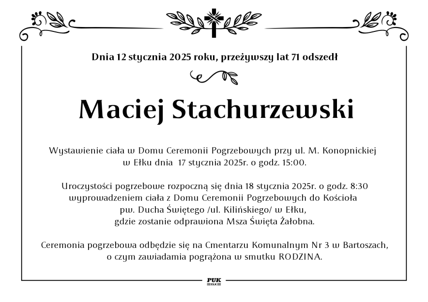 Maciej Stachurzewski - nekrolog